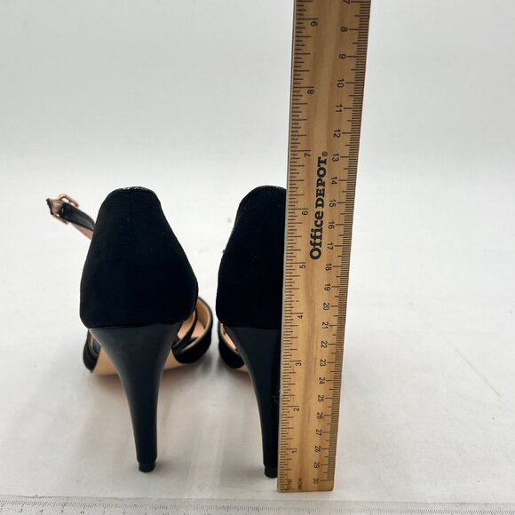 FSJ Black High Heel Pump Pointed Toe Cross Ankle Strap Buckle D'Orsay Sandals - Picture 5 of 8